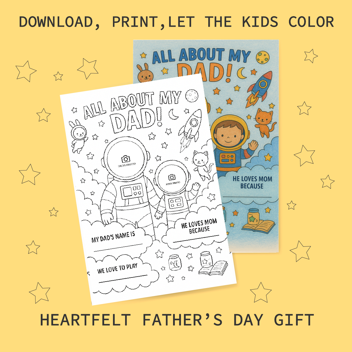 Printable Father’s Day Card – Colorable DIY Gift from Kids