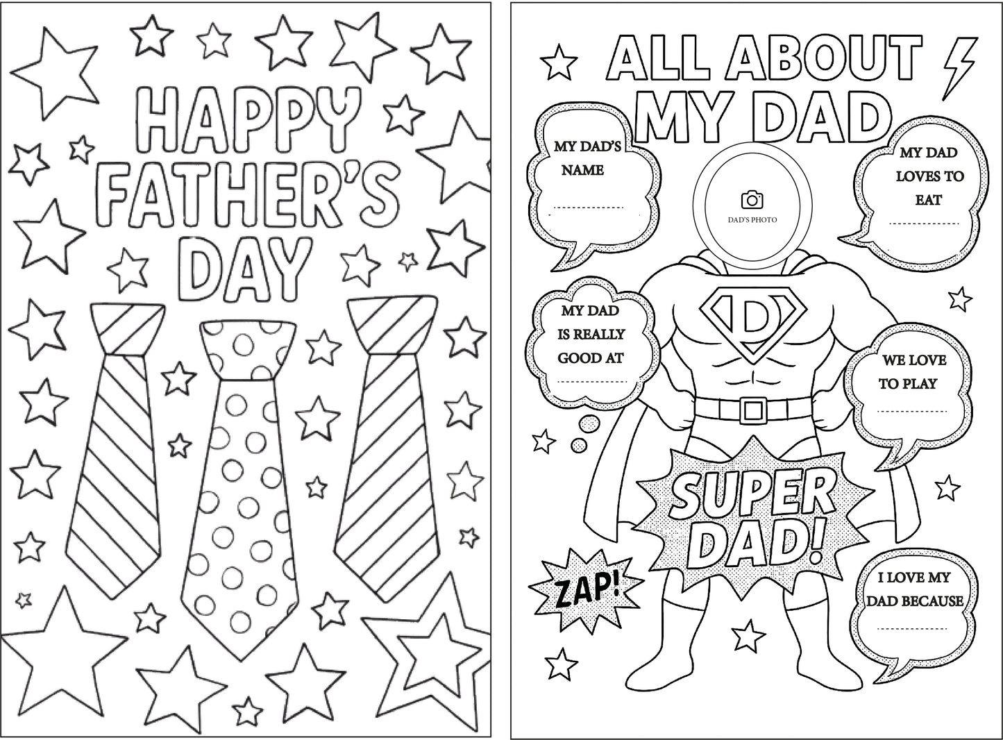 Printable Father’s Day Card – Colorable DIY Gift from Kids
